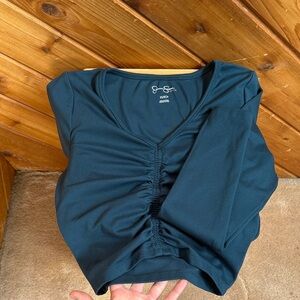 Jessica Simpson Teal crop shirt